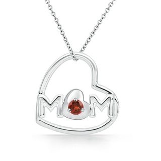 2.5mm AAA Love 'MOM' Forever Garnet Heart Pendant in S999 Silver