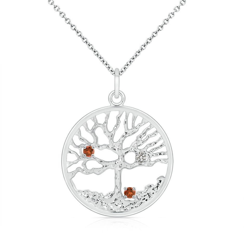 2.5mm A Bond of Love Garnet & Diamond Family Tree Pendant for Mom in S999 Silver 