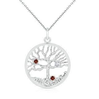 2.5mm AAAA Bond of Love Garnet & Diamond Family Tree Pendant for Mom in S999 Silver