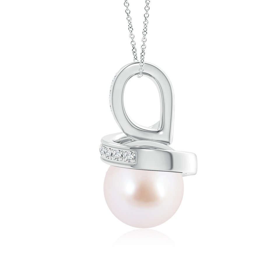 8mm AAA Japanese Akoya Pearl Swirl Pendant with Diamond Accents in White Gold product image