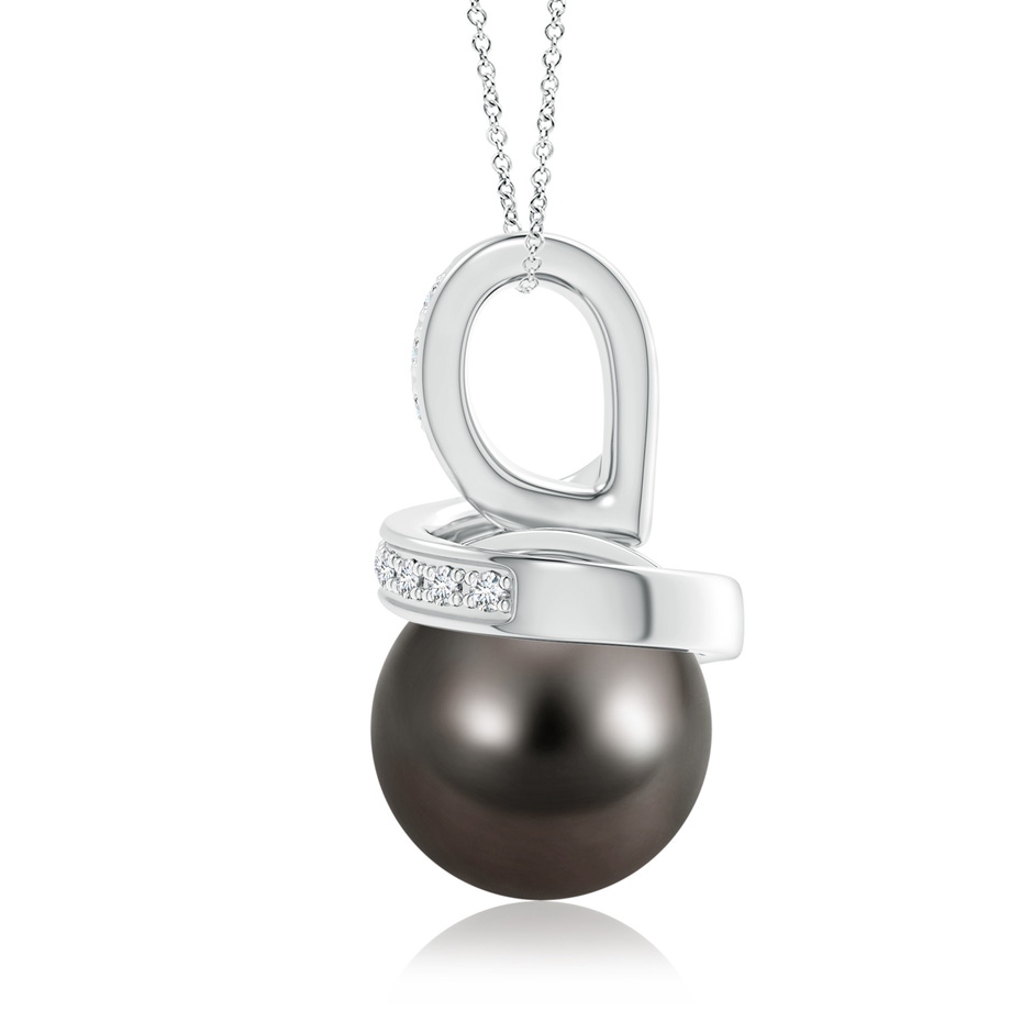 9mm AAA Tahitian Pearl Swirl Pendant with Diamond Accents in White Gold product image