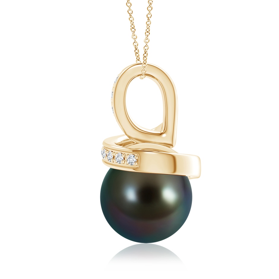 9mm AAAA Tahitian Pearl Swirl Pendant with Diamond Accents in Yellow Gold product image