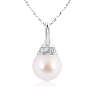 8mm AAA Akoya Cultured Pearl Pendant with Diamond Cap in White Gold