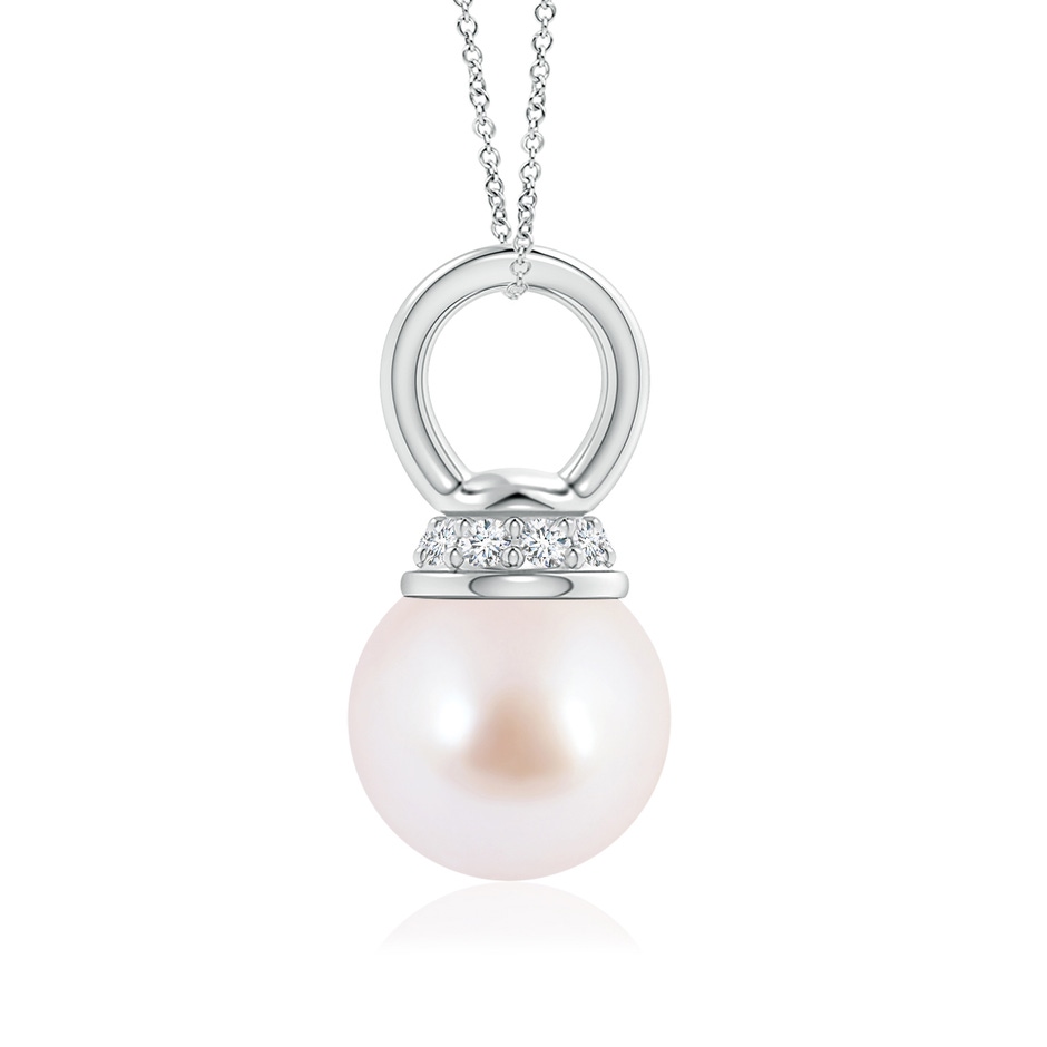 8mm AAA Akoya Cultured Pearl Pendant with Diamond Cap in White Gold product image