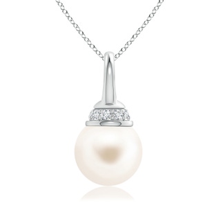 8mm AAA Freshwater Cultured Pearl Pendant with Diamond Cap in White Gold