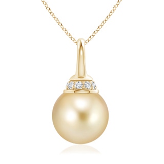9mm AAAA Golden South Sea Cultured Pearl Pendant with Diamond Cap in Yellow Gold