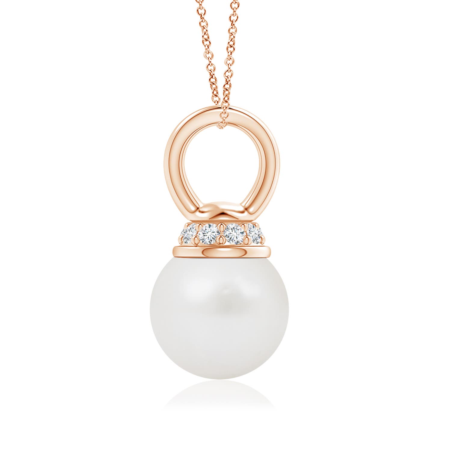 A - South Sea Cultured Pearl / 3.79 CT / 14 KT Rose Gold