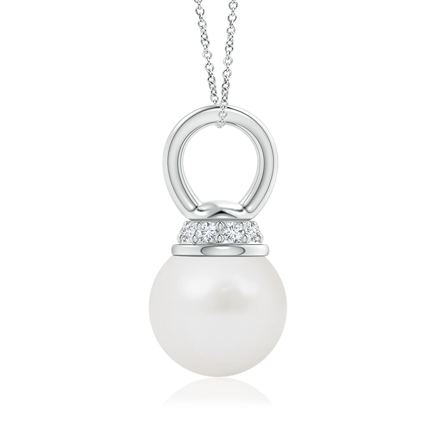 A - South Sea Cultured Pearl / 3.79 CT / 14 KT White Gold