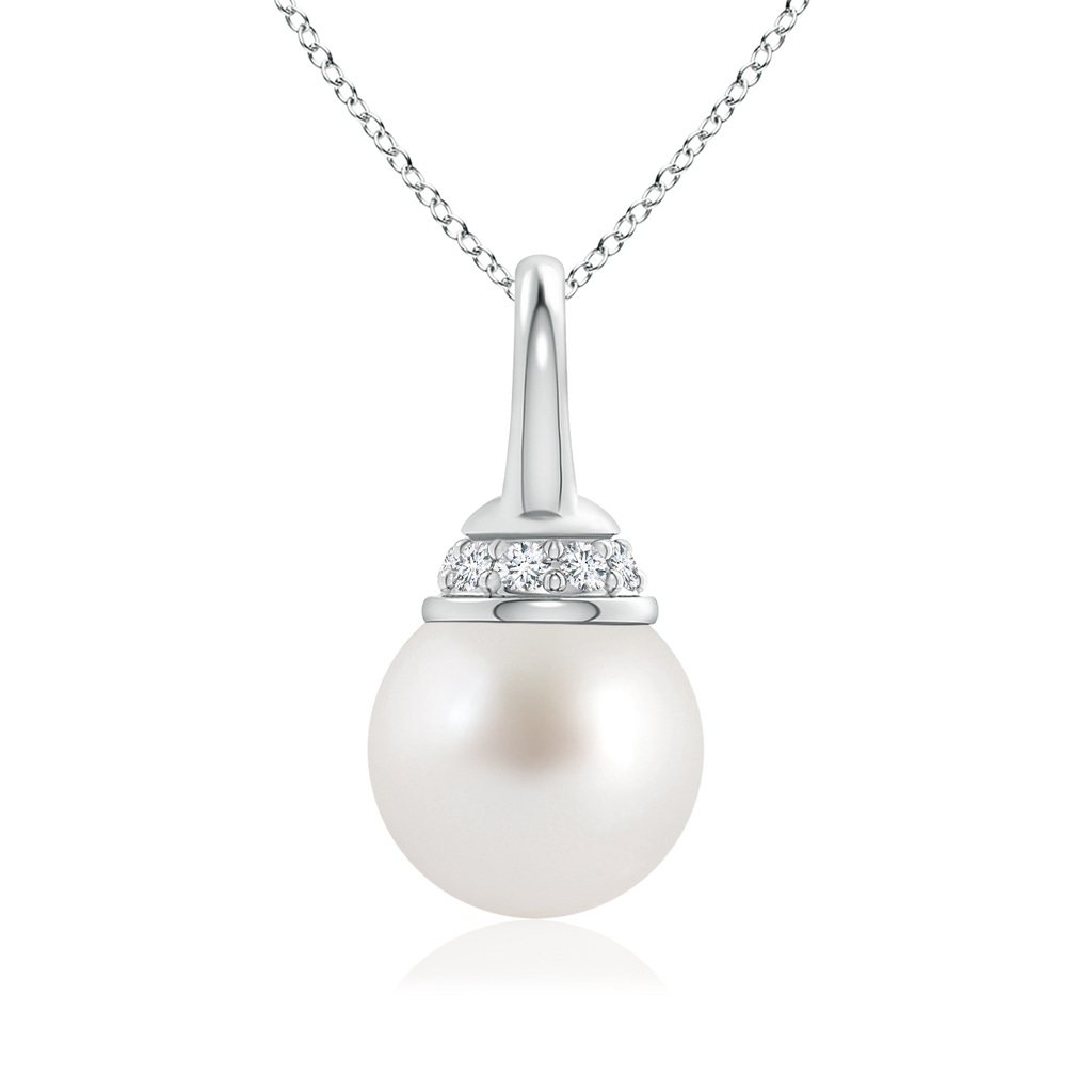 8mm AAA South Sea Cultured Pearl Pendant with Diamond Cap in White Gold