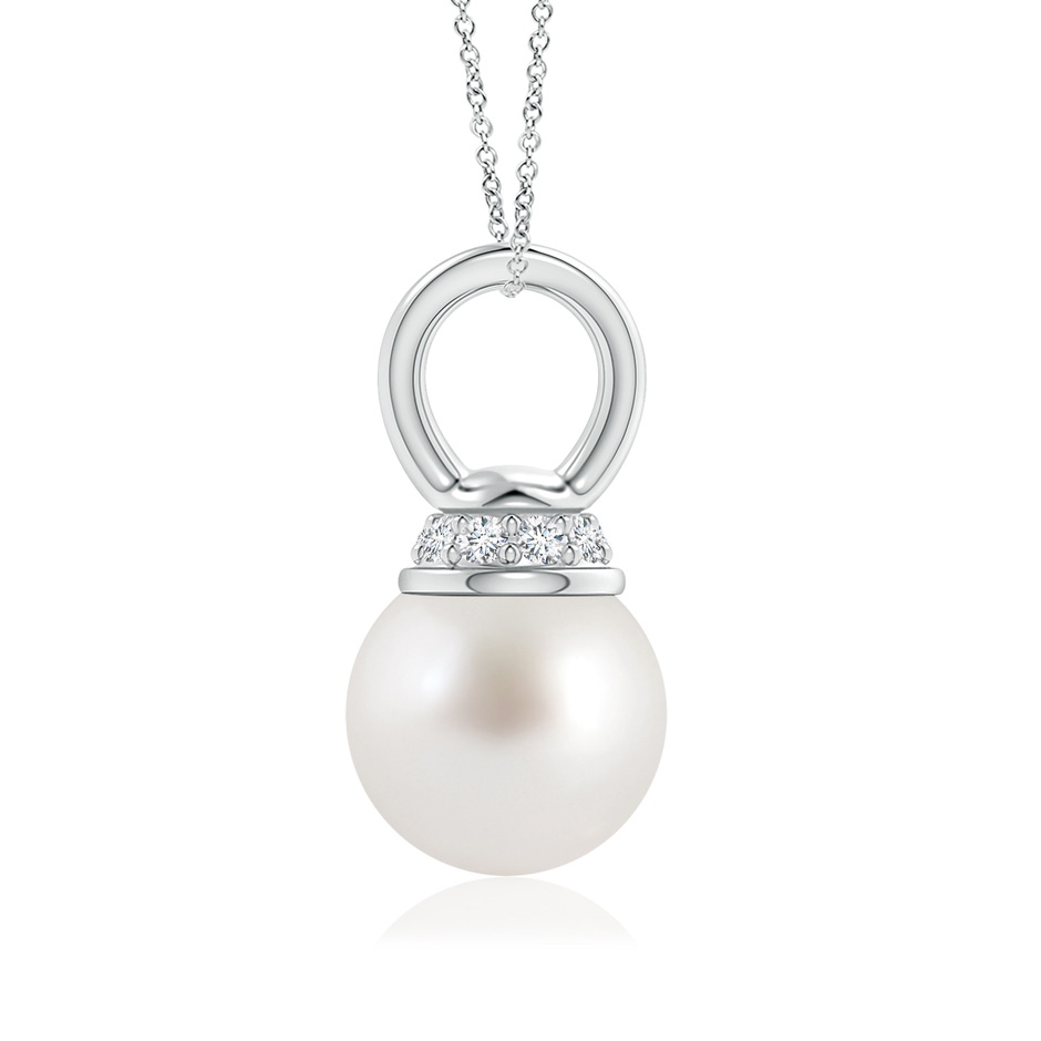 8mm AAA South Sea Cultured Pearl Pendant with Diamond Cap in White Gold product image