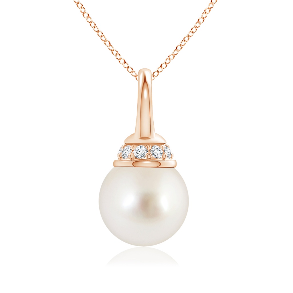 8mm AAAA South Sea Cultured Pearl Pendant with Diamond Cap in Rose Gold