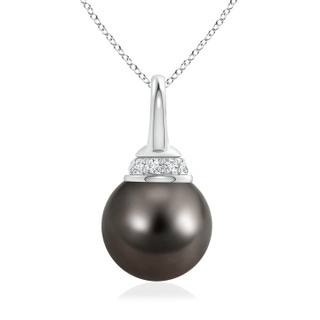 9mm AAA Tahitian Pearl Pendant with Diamond Cap in White Gold