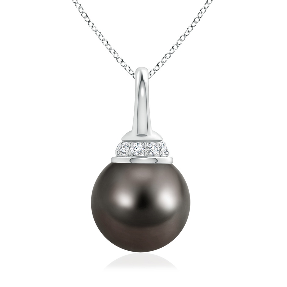 9mm AAA Tahitian Pearl Pendant with Diamond Cap in White Gold 