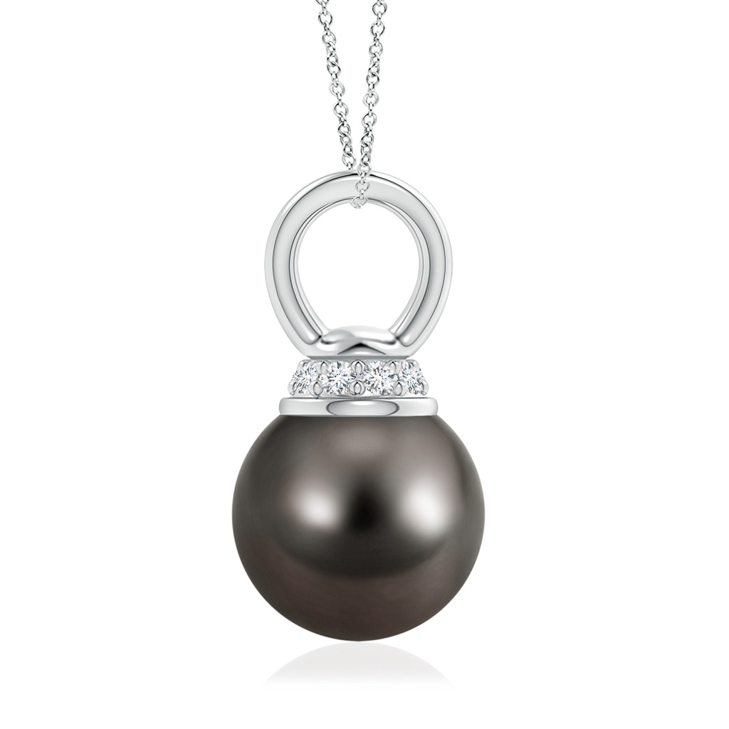 9mm AAA Tahitian Pearl Pendant with Diamond Cap in White Gold Product Image