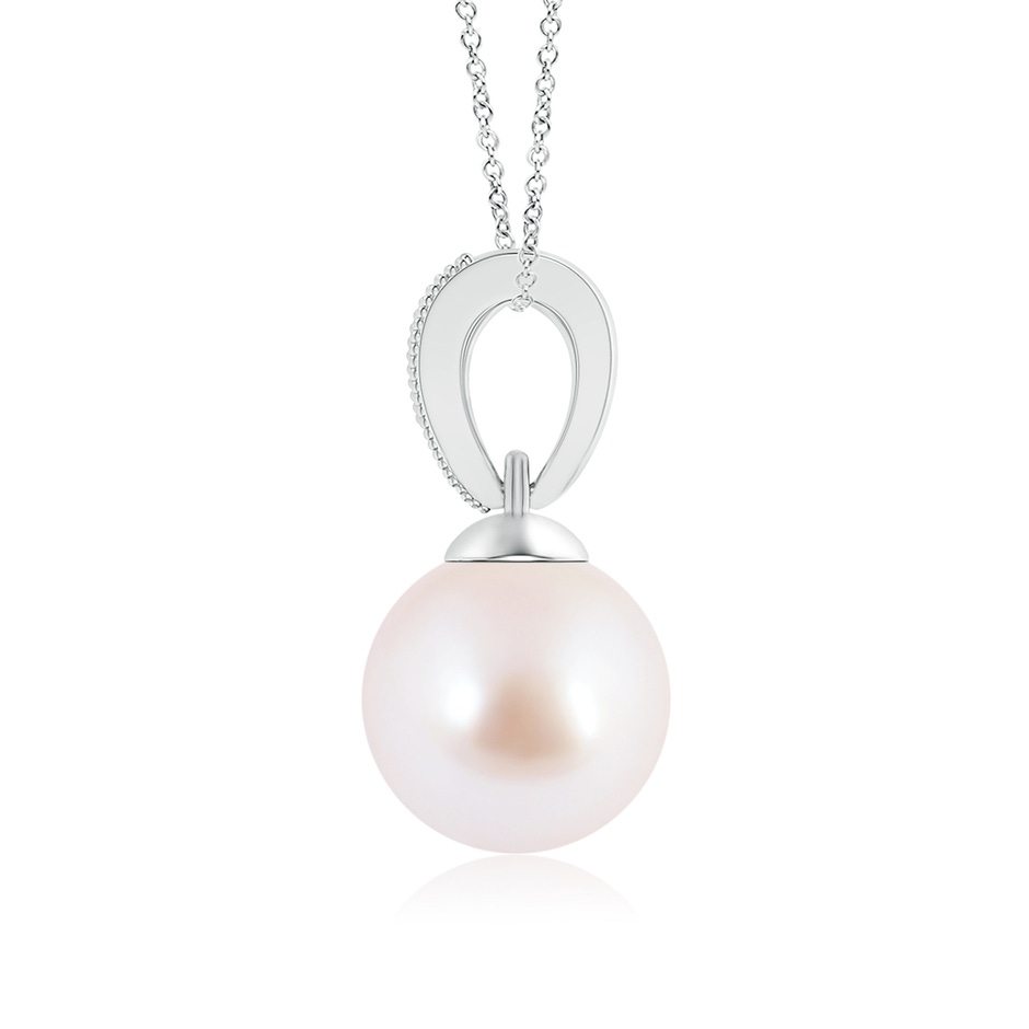 8mm AAA Akoya Cultured Pearl Pendant with Diamond V-Bale in White Gold product image