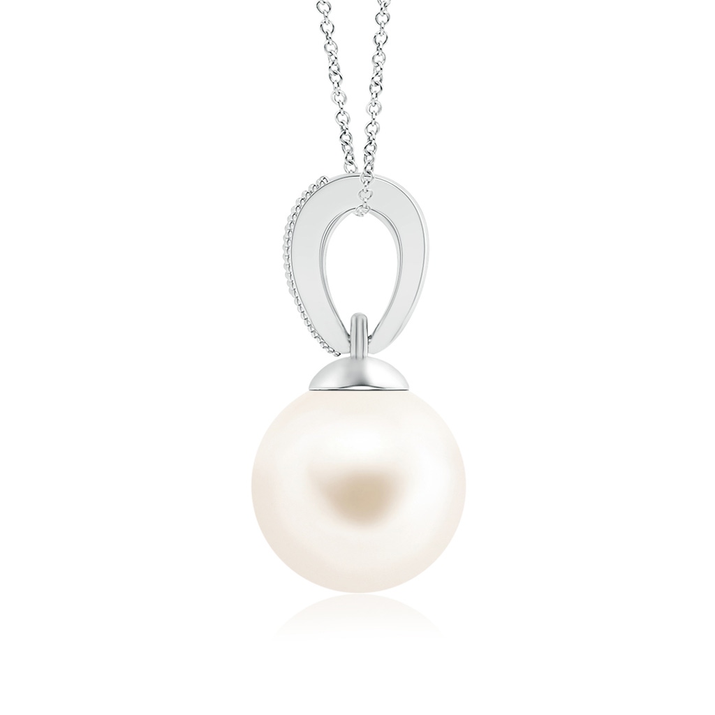 8mm AAA Freshwater Cultured Pearl Pendant with Diamond V-Bale in White Gold Product Image
