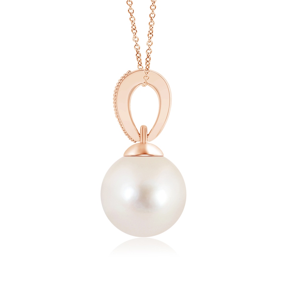 8mm AAAA Freshwater Cultured Pearl Pendant with Diamond V-Bale in Rose Gold product image