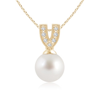 8mm AAA South Sea Cultured Pearl Pendant with Diamond V-Bale in Yellow Gold