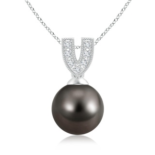 9mm AAA Tahitian Cultured Pearl Pendant with Diamond V-Bale in White Gold