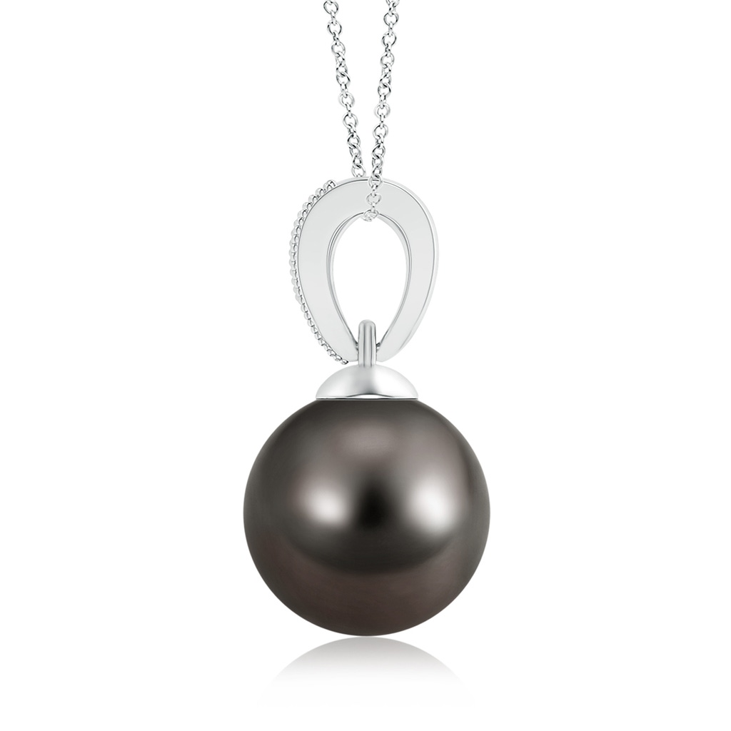 9mm AAA Tahitian Cultured Pearl Pendant with Diamond V-Bale in White Gold Product Image