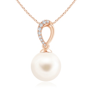 10mm AAA Freshwater Cultured Pearl & Diamond Bale Pendant in Rose Gold