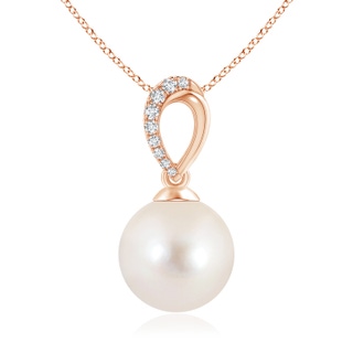 10mm AAAA Freshwater Cultured Pearl & Diamond Bale Pendant in Rose Gold