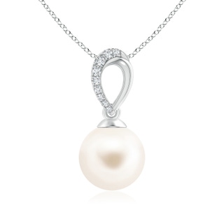 9mm AAA Freshwater Cultured Pearl & Diamond Bale Pendant in White Gold