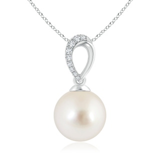 10mm AAAA South Sea Cultured Pearl & Diamond Bale Pendant in 9K White Gold