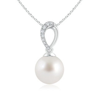 9mm AAA South Sea Cultured Pearl & Diamond Bale Pendant in White Gold