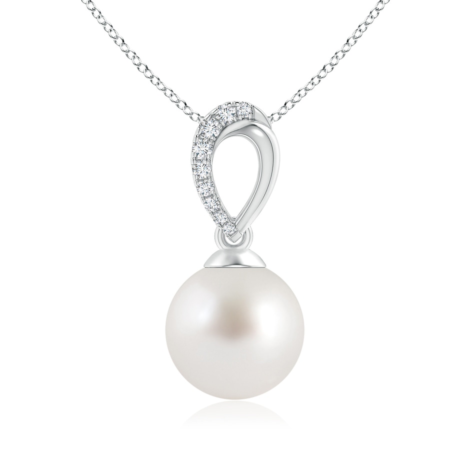 9mm AAA South Sea Cultured Pearl & Diamond Bale Pendant in White Gold 