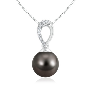 9mm AAA Tahitian Cultured Pearl & Diamond Bale Pendant in White Gold