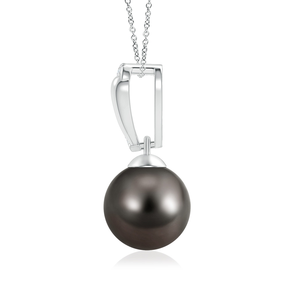 9mm AAA Tahitian Cultured Pearl & Diamond Bale Pendant in White Gold Product Image