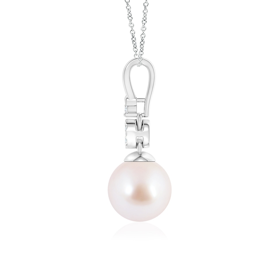 8mm AAA Akoya Cultured Pearl & Diamond Clustre Pendant in White Gold product image