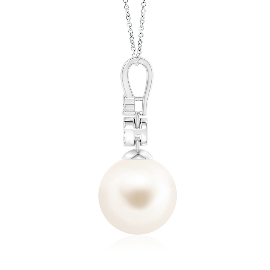 10mm AAA Freshwater Pearl & Diamond Clustre Pendant in White Gold product image