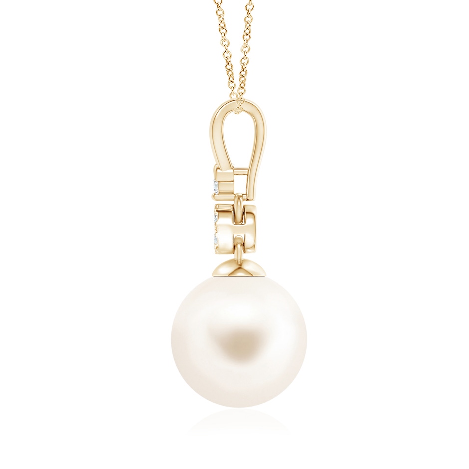 10mm AAA Freshwater Pearl & Diamond Cluster Pendant in Yellow Gold product image