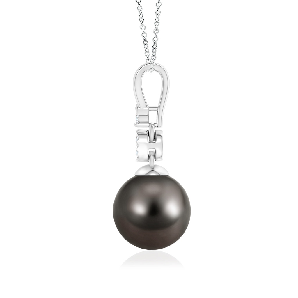 9mm AAA Tahitian Pearl & Diamond Clustre Pendant in White Gold Product Image