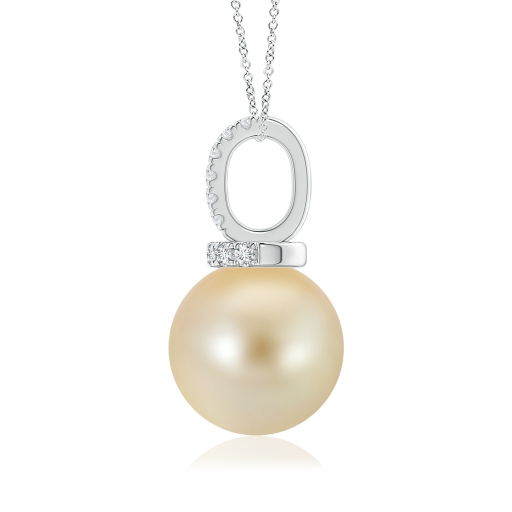 9mm AAA Golden South Sea Cultured Pearl Pendant with Diamond Bale in White Gold Product Image