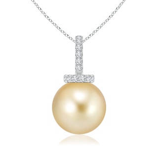 9mm AAAA Golden South Sea Cultured Pearl Pendant with Diamond Bale in White Gold