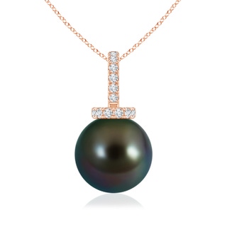 9mm AAAA Tahitian Cultured Pearl Pendant with Diamond Bale in Rose Gold