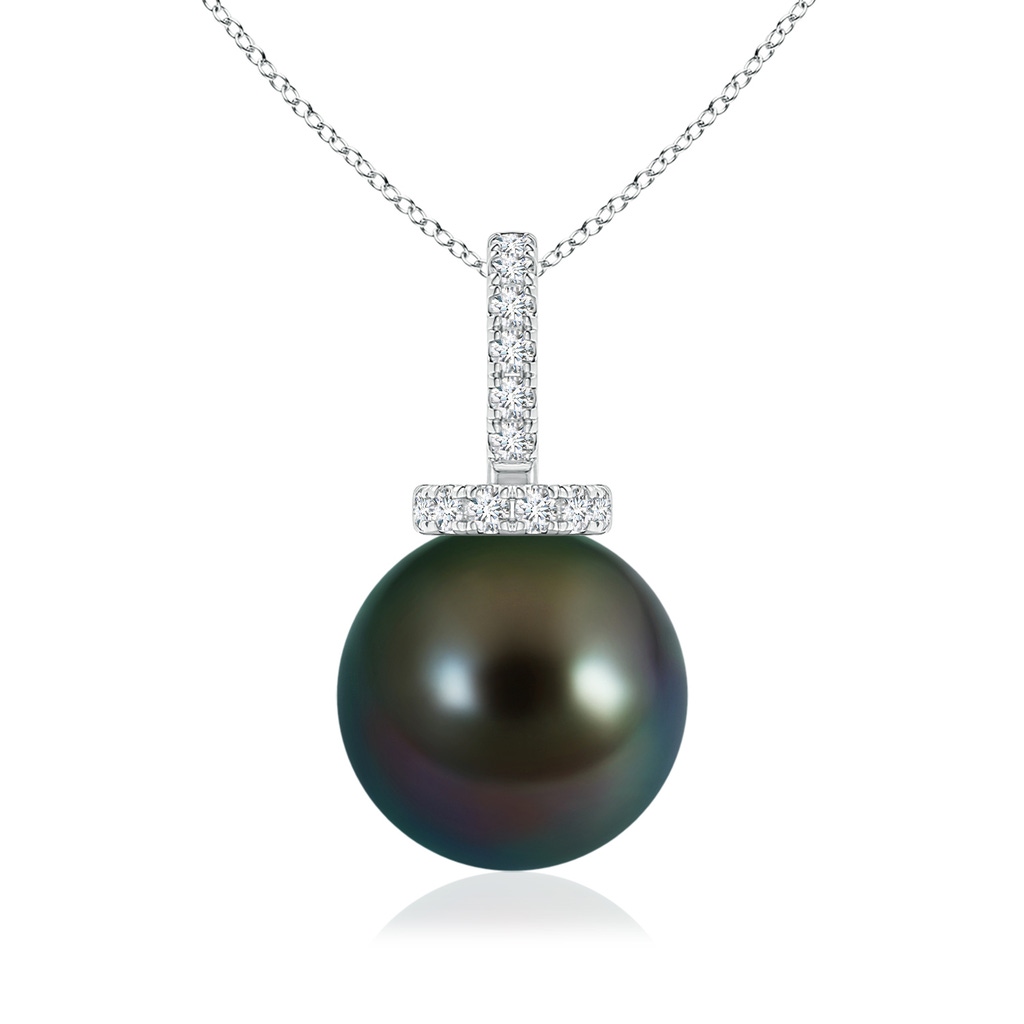 9mm AAAA Tahitian Cultured Pearl Pendant with Diamond Bale in White Gold