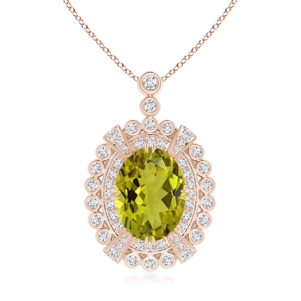 10.94x8.09x4.86mm AA GIA Certified Oval Tourmaline Pendant with Double Halo in Rose Gold