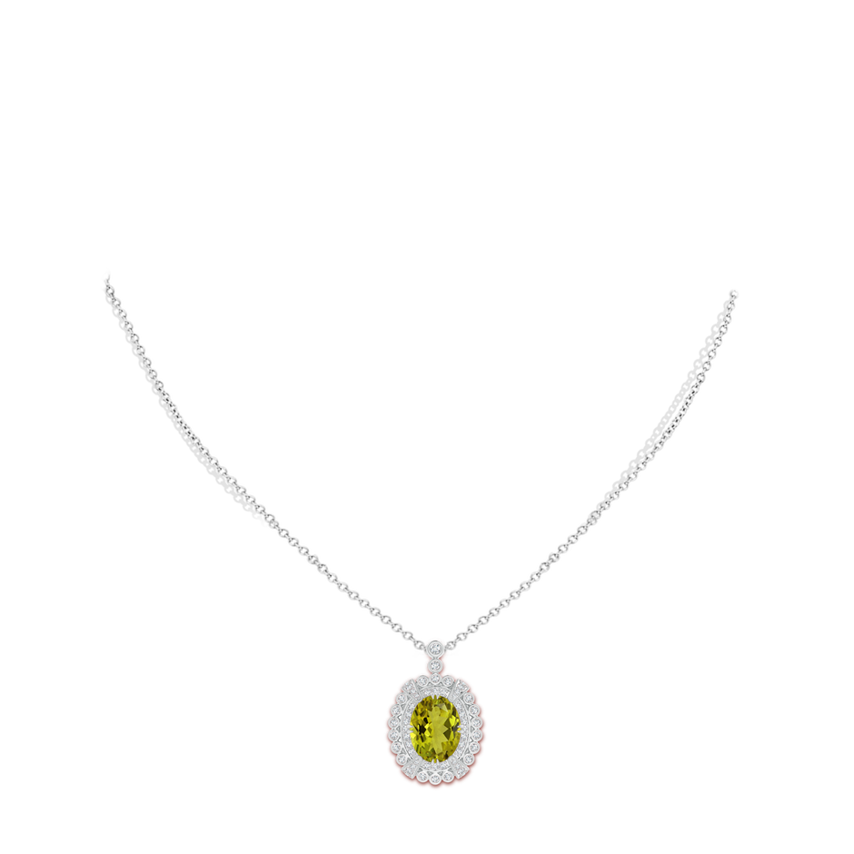 10.94x8.09x4.86mm AA GIA Certified Oval Tourmaline Pendant with Double Halo in White Gold pen