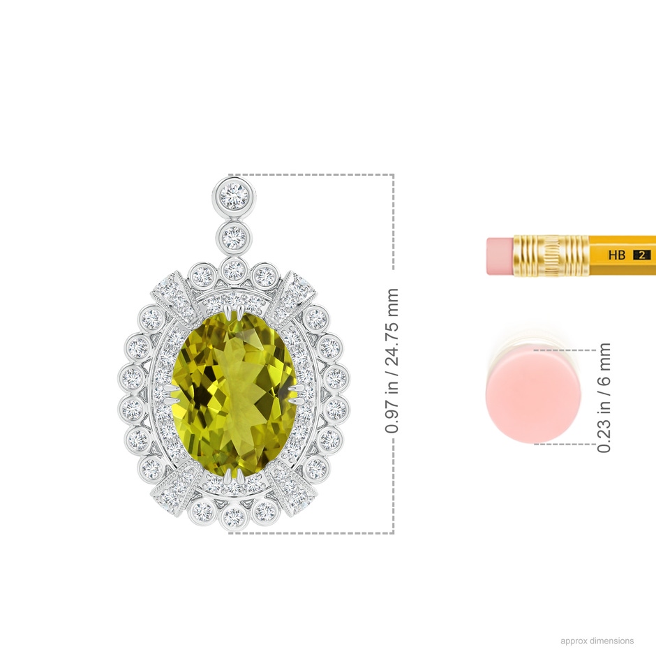 10.94x8.09x4.86mm AA GIA Certified Oval Tourmaline Pendant with Double Halo in White Gold ruler