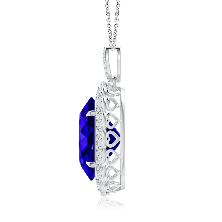 19.20x14.58x9.29mm AAAA Vintage Inspired GIA Certified Oval Tanzanite Halo Pendant in White Gold Side-1