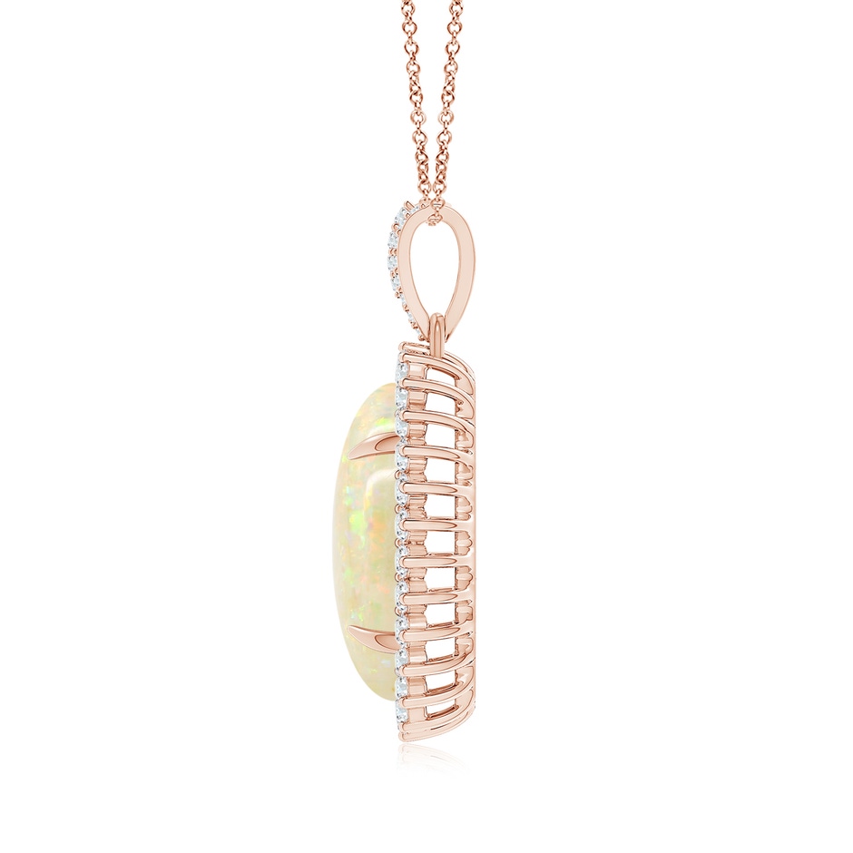 18.19x11.95x5mm AAAA GIA Certified Oval Opal Pendant with Diamond Floral Halo in 18K Rose Gold side-1