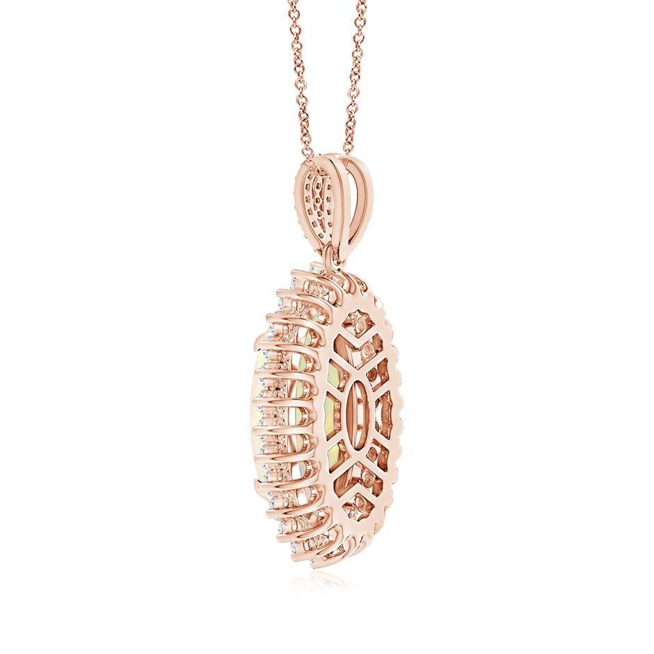18.19x11.95x5mm AAAA GIA Certified Oval Opal Pendant with Diamond Floral Halo in 18K Rose Gold side-2