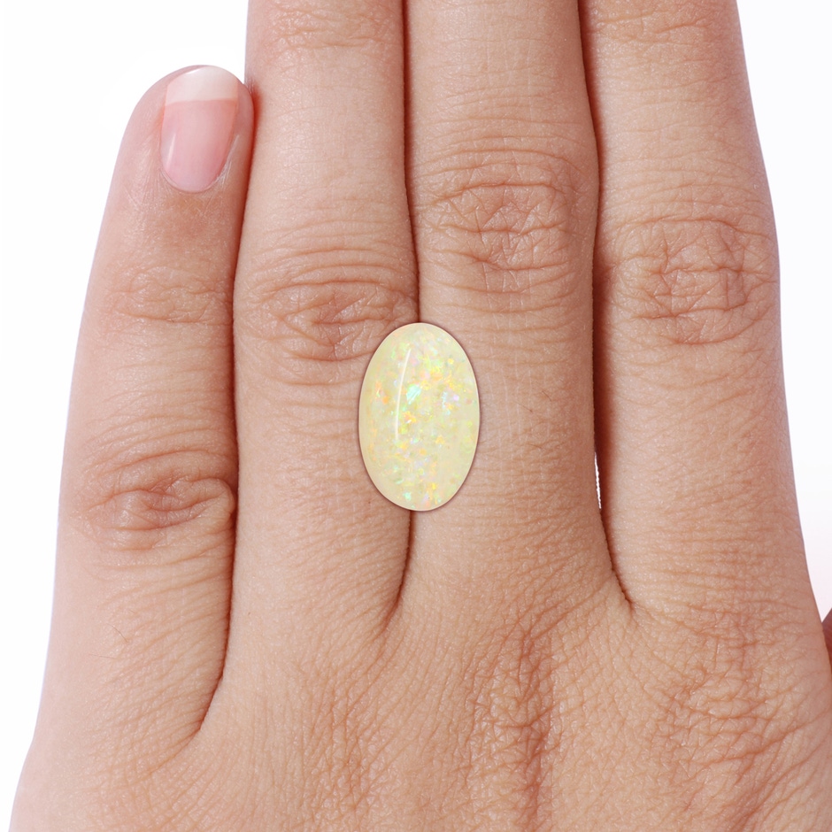 18.19x11.95x5mm AAAA GIA Certified Oval Opal Pendant with Diamond Floral Halo in 18K White Gold stone-body