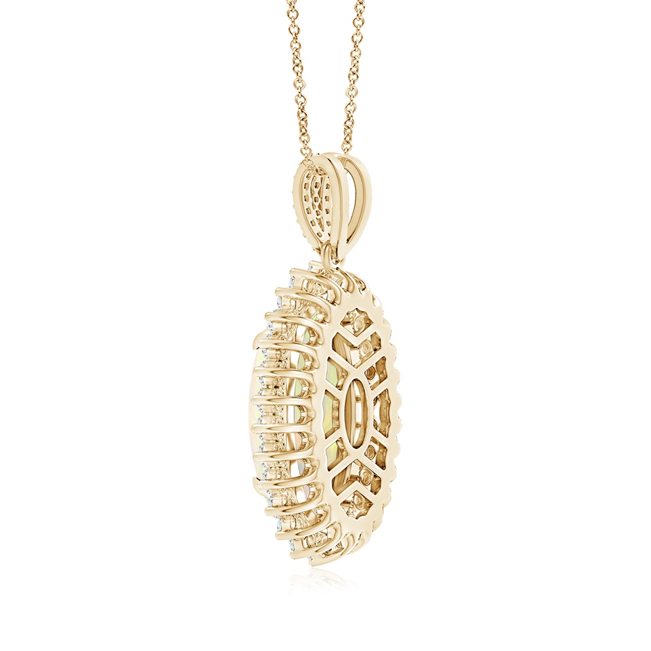 18.19x11.95x5mm AAAA GIA Certified Oval Opal Pendant with Diamond Floral Halo in Yellow Gold side-2