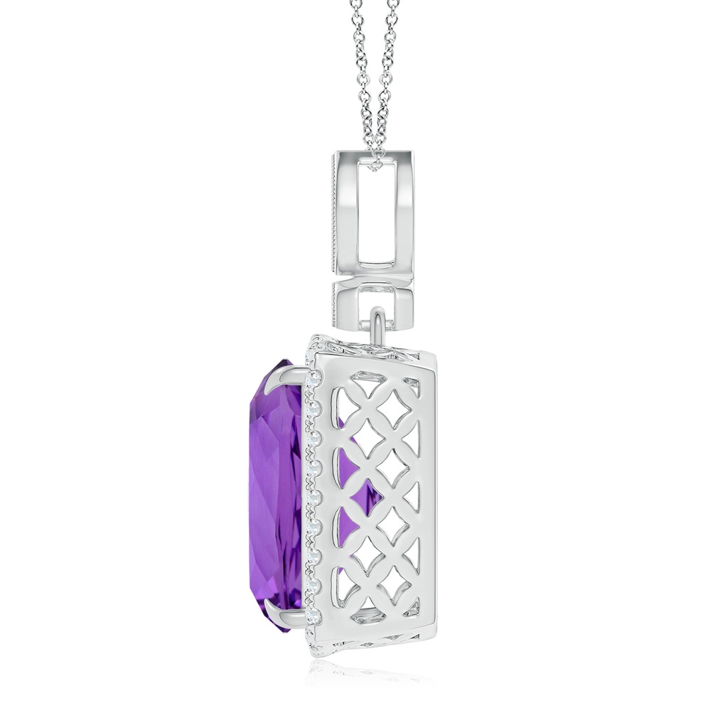 16.03x12.09x7.19mm A GIA Certified Rectangular Cushion Amethyst Pendant with Halo. in 18K White Gold Side 199