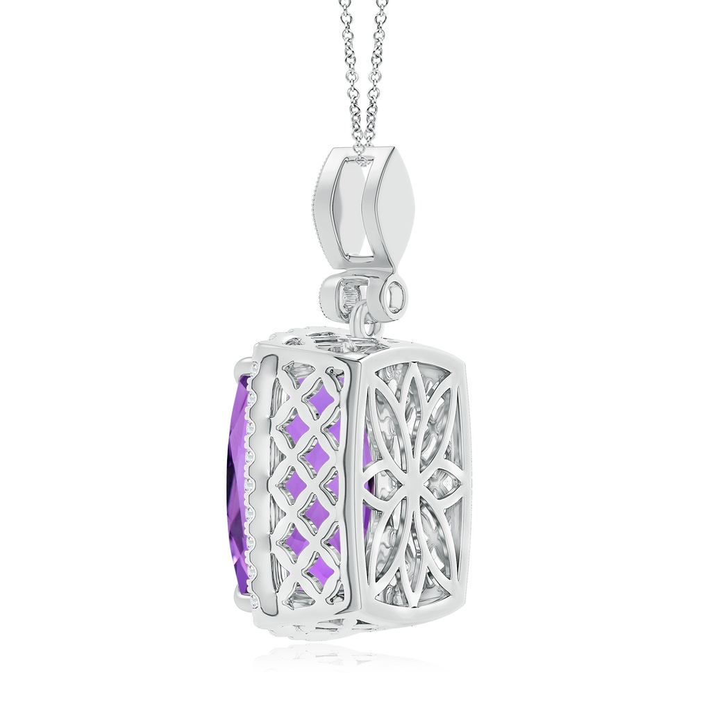 16.03x12.09x7.19mm A GIA Certified Rectangular Cushion Amethyst Pendant with Halo. in 18K White Gold Side 399